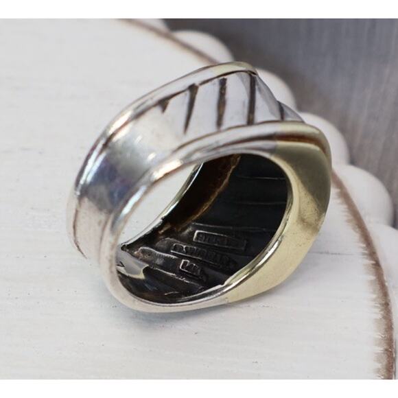 David Yurman 14k Yellow Gold & Sterling Silver Cigar Ring 8.23G / Sz 6 - Picture 5 of 6